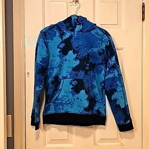 Blue fleece pullover hoodie